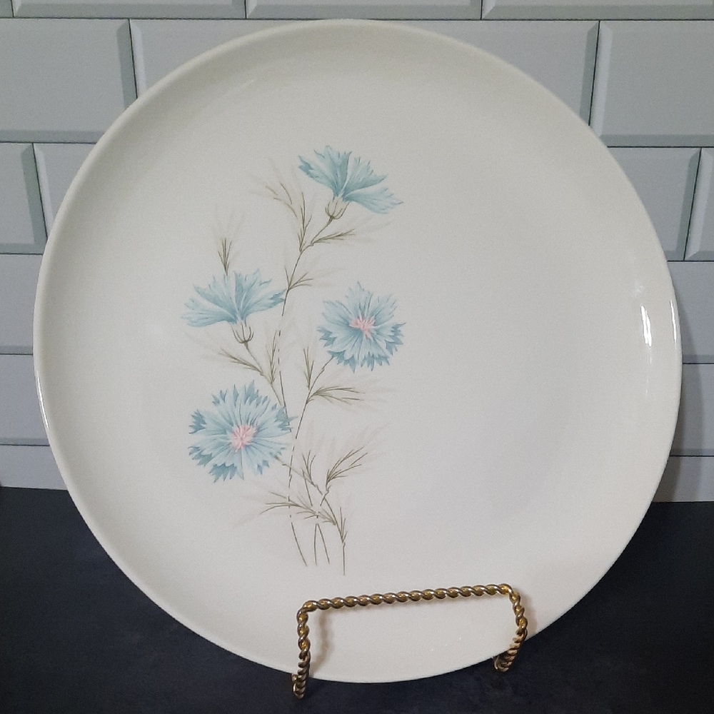 Vintage Aqua Blue Floral Dinner Plate Boutonniere Pattern